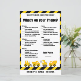 Bebê sob Chá de fraldas de Construção Impresso