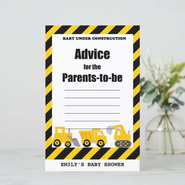 Bebê sob Chá de fraldas de Construção Impresso (Em pé/Frente)