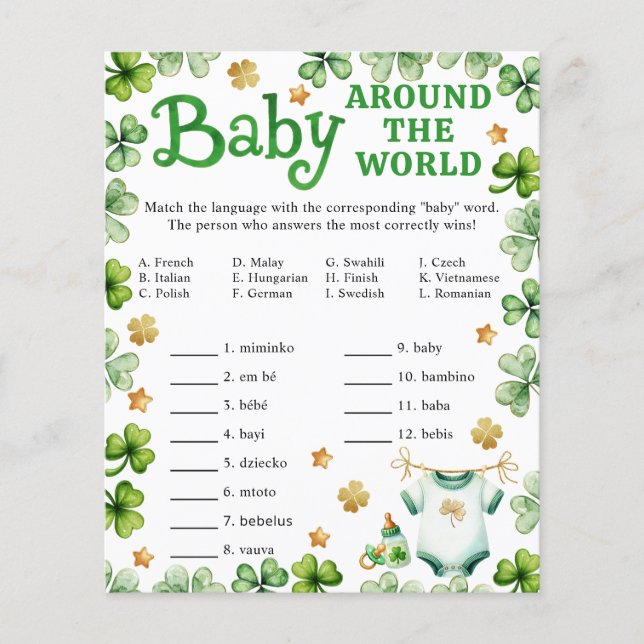 Bebê sortudo por todo o jogo do Chá mundial (Frente)