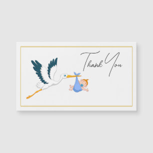 Bebê Stork com Script Elegante Obrigado
