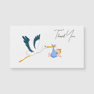 Bebê Stork com Script Elegante Obrigado