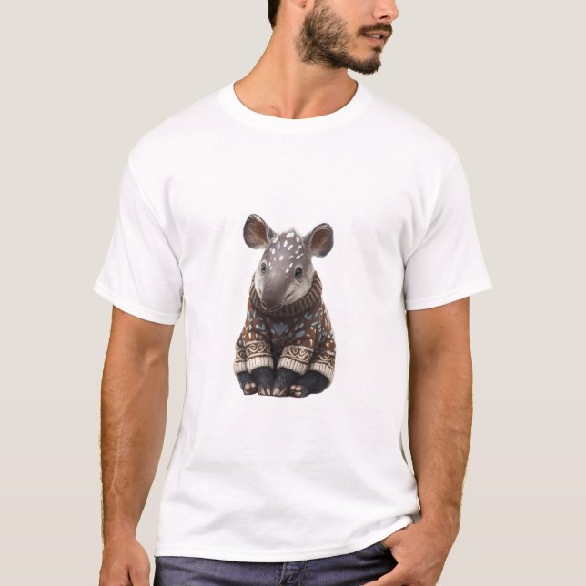 Bebê Tapir Fofo em Suéter de Tricô Aconchegante (Frente)