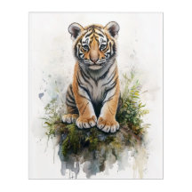 Bebê Tigre Adorável – Arte em Aquarela em Painel d
