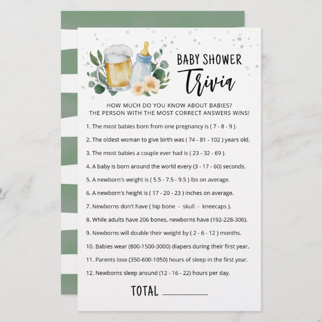 Bebê Trivia Jogo Greenery Bebê Está Fazendo Festa (Frente/Verso)