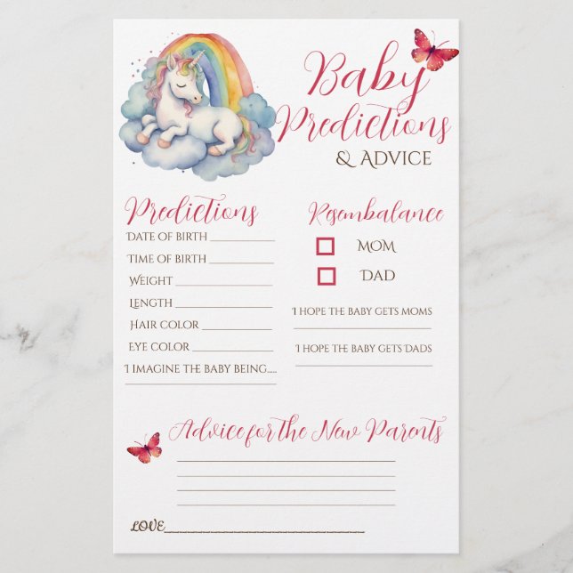 Bebê Unicorn Menina Bebê - Cartão de Conselhos (Frente)