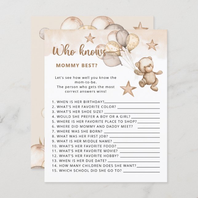 Bebê urso Que conhece o melhor jogo de chá de fral (Frente/Verso)