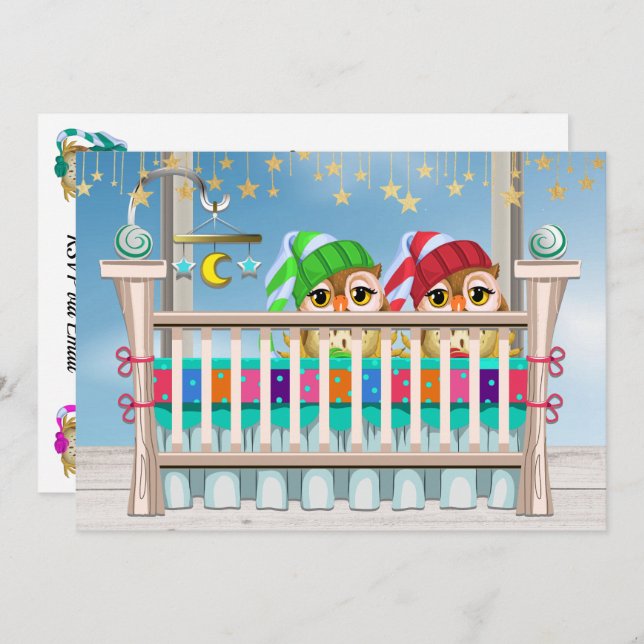 Bebê x 2 Sorte! Convite Gêmeos (Frente/Verso)