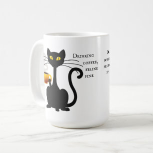 Bebendo Café Feline Fine - 15 oz Caneca
