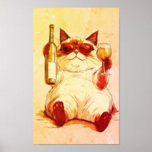 Bebendo de gato poster moderno
