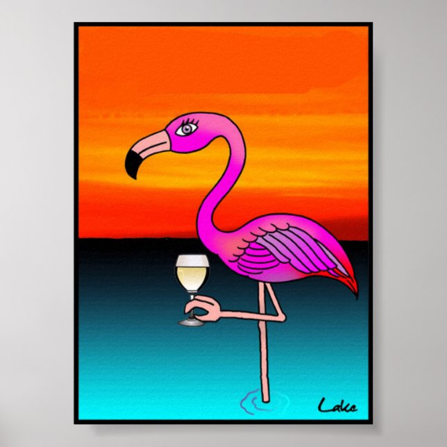 bebendo de vinho legal Flamingo poster (Frente)