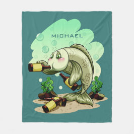Bebendo Peixe nome personalizado fleece cobertor