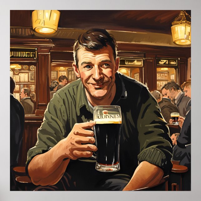 Bebendo stout em Dublin pub Impressão (Frente)
