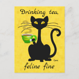 Bebendo Tea Feline Fine - Cartões postais