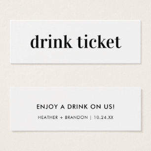 Beber Cartão de Token de Bar de Casamento com Negr
