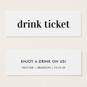 Beber Cartão de Token de Bar de Casamento com Negr