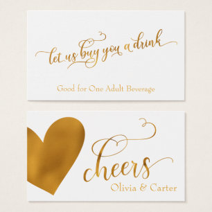 Beber Tíquetes, Script Dourado Elegante e Coraç