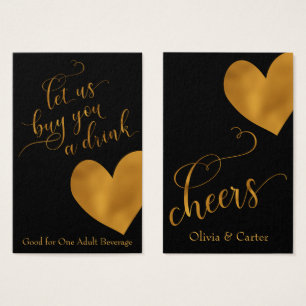 Beber Tíquetes, Script Dourado Elegante e Coraç