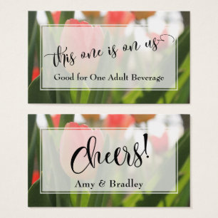 Beber Tíquetes Script Elegante e Tulipas Vermelh