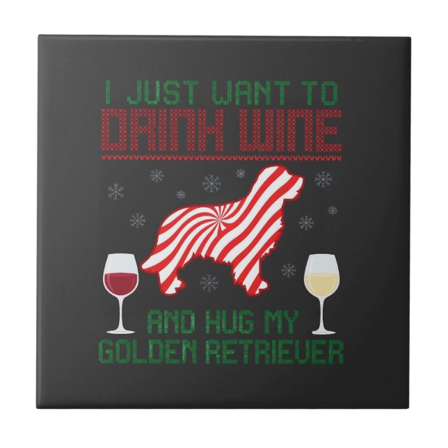 Beber Vinho Abraçar Retriever Dourado Natal (Frente)