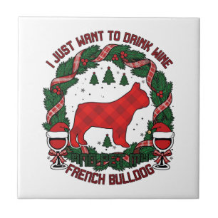 Beber Vinho French Bulldog Cachorro Xadrez Vermelh