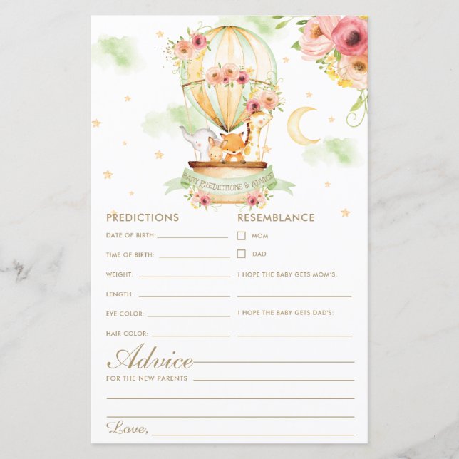 Bebês Animais de Balão de Ar Quente Predições e Co (Frente)