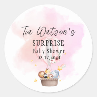 Bebês-animais num adesivo redondo de balão de ar q