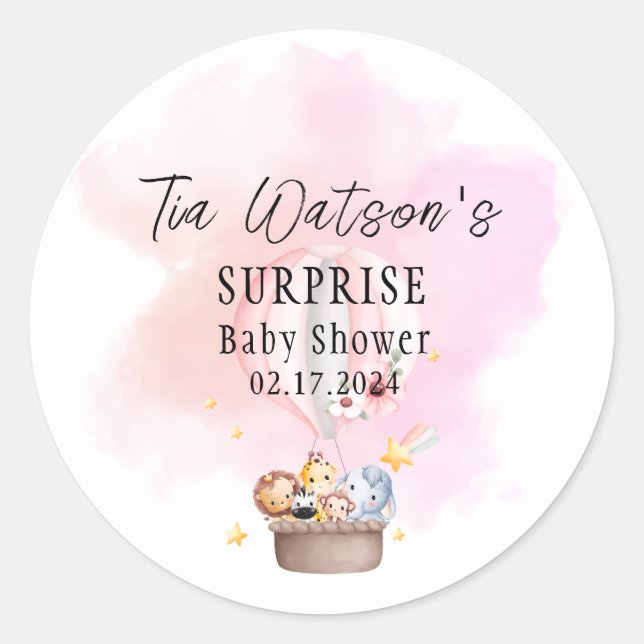 Bebês-animais num adesivo redondo de balão de ar q (Frente)