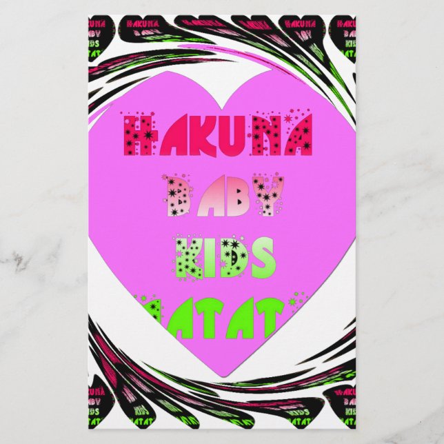 Bebês Corações Rosa Hakuna Matata Bebê Crianças De (Frente)