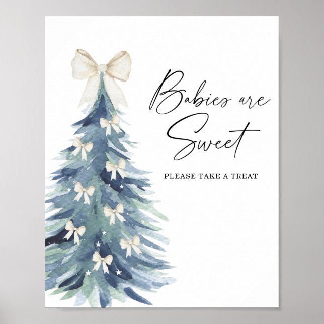 Bebês de árvore de inverno com aquarela são poster (Frente)