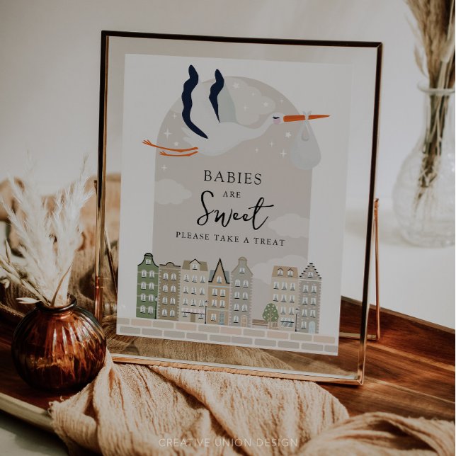 Bebês De Chá de fraldas De Stork Boho São Favores  (Boho Baby Shower Stork)