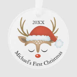 Bebês de Reindeer Cute Primeiro Ornamento de Foto 