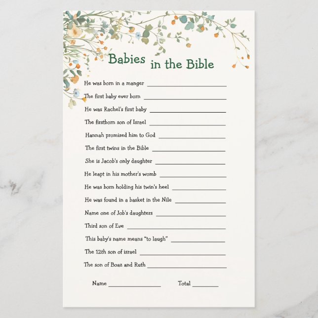 Bebês Elefante e borboletas Bebês no Jogo da Bíbli (Frente)