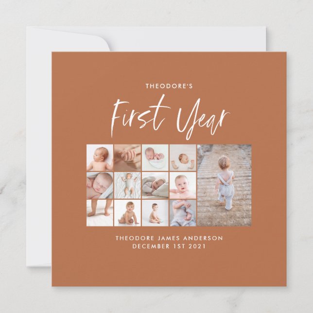 Bebês, primeiro ano, foto-colage script terracotta (Frente)