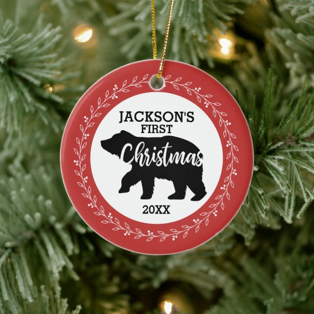 Bebês Primeiro Ornamento Cerâmico de Foto de Natal (Árvore)