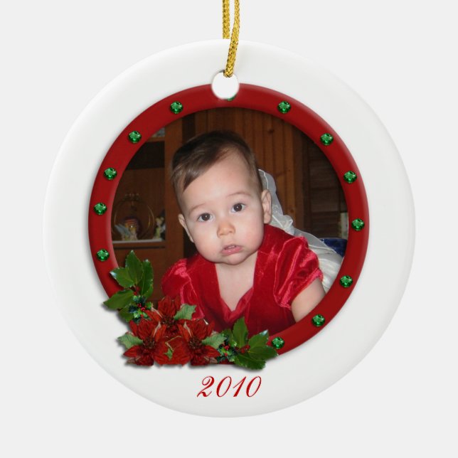 Bebês Primeiro ornamento de Natal flores tradicion (Frente)