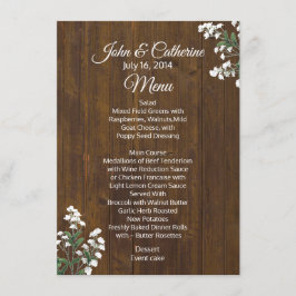 Bebês Respirar Menu de Mesa Rustic Wedding