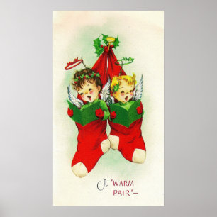 Bebês retros do vintage que cantam o poster do