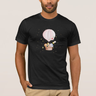 Bebês Safari Em Camisa De Balão De Ar Quente Rosa