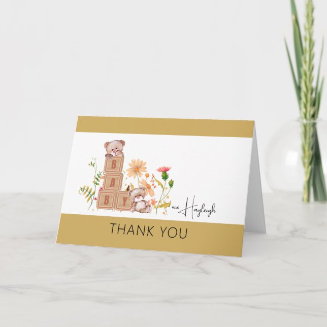 Bebês, Ursos e Cartões de agradecimentos de flores (Frente)