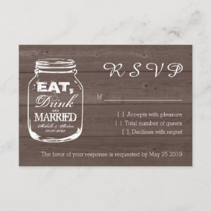 Bebida coma ser casada Mason jar RSVP cartões de c