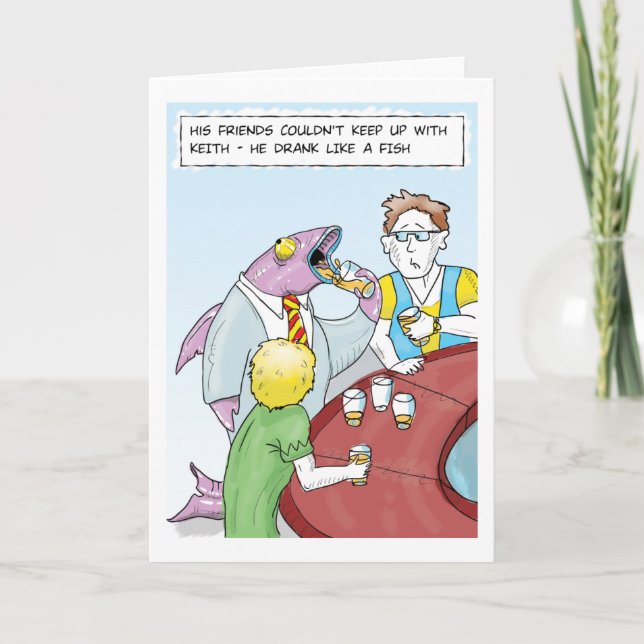 Bebida como um cartão dos peixes (Frente)