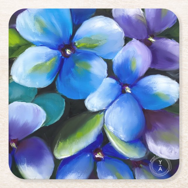 Bebida de flor azul porta-copos de papel (Frente)