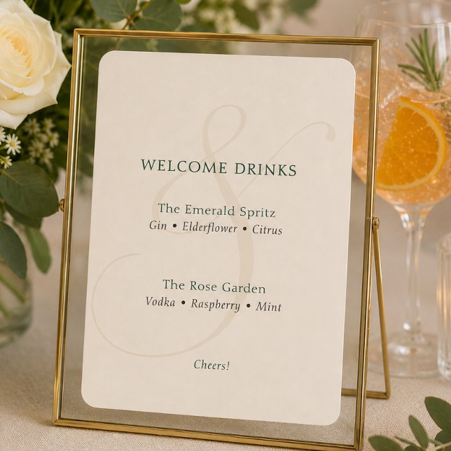Bebidas com Assinatura Esmeralda Elegante Casament (Elegant Emerald Signature Drinks Wedding)