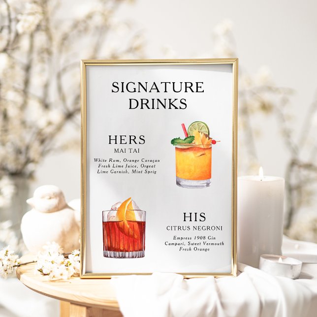 Bebidas com Sabor de Noiva Poster de Menu de Coque (Criador carregado)