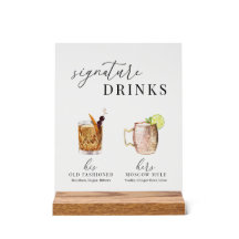 Bebidas de Assinatura de Aquarela Elegante Moderna