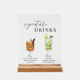 Bebidas de Assinatura de Aquarela Elegante Moderna