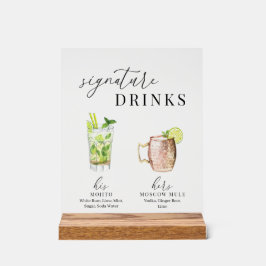 Bebidas de Assinatura de Aquarela Elegante Moderna