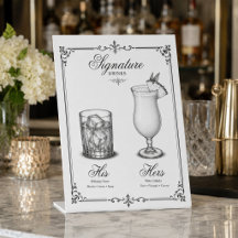 Bebidas de Assinatura de Casamento Dele e Dela