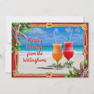 Bebidas de Casal nos Cartões de Natal de areia