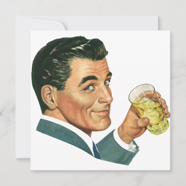 Bebidas de Coquetéis Vintage, Convite para Homens  (Frente)